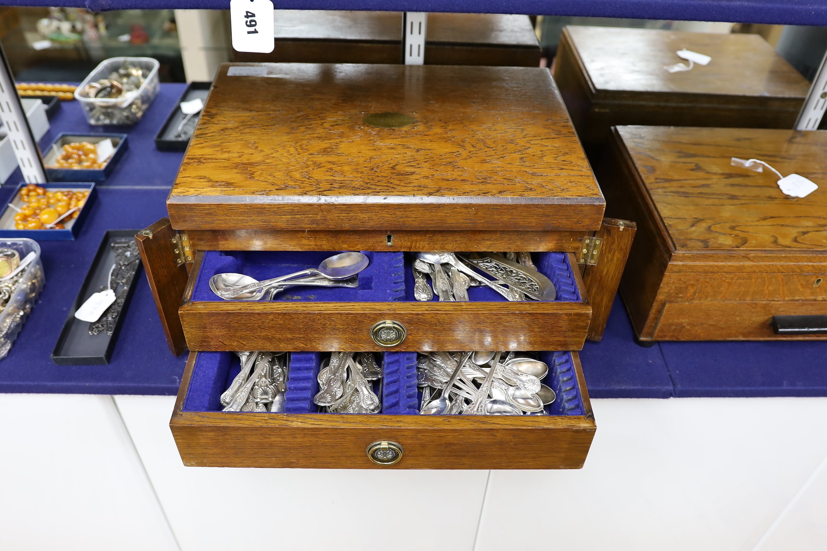 A matched part canteen of 19th century and later silver Kings pattern cutlery, comprising one hundred and twenty items, various dates and maker's